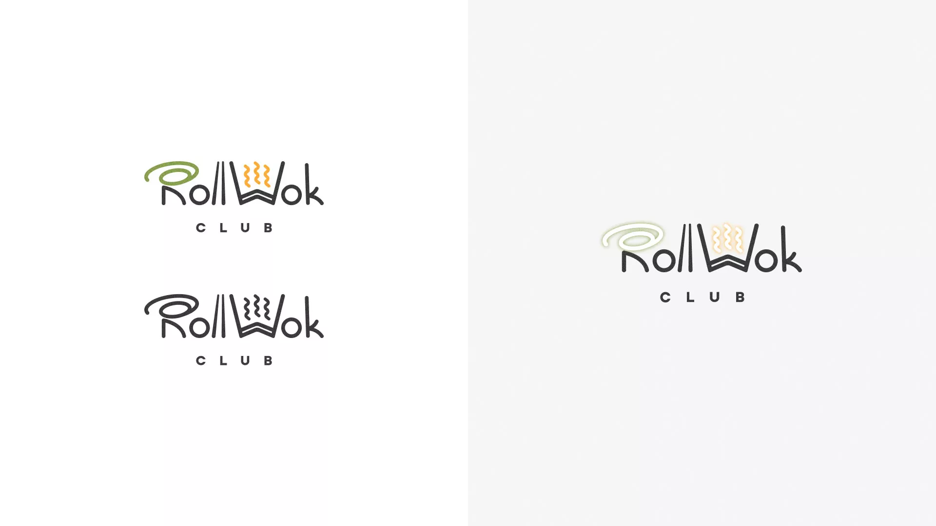 Разработка логотипа и фирменного стиля суши-бара «Roll Wok Club» в Котельниче